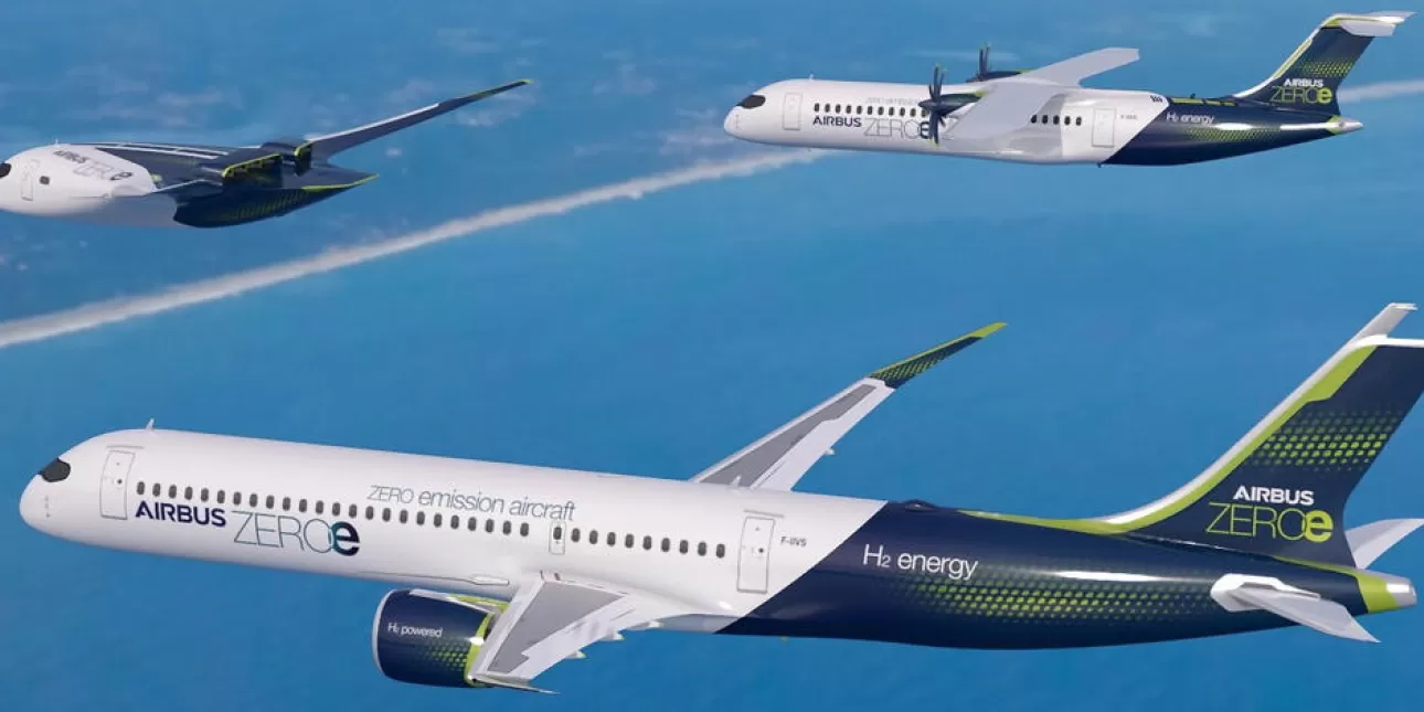 Vizualizacija flote Airbusovih aviona na vodik ZEROe (izvornik: Airbus, 2020.)

• Airbus, zrakoplovi na vodik, zrakoplovstvo