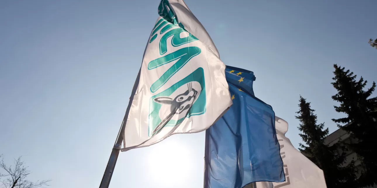Vaillantove zastave ispred sjedišta tvrtke u Remscheidu u Njemačkoj (izvornik: Vaillant, 2016.)

• Vaillant, zastave