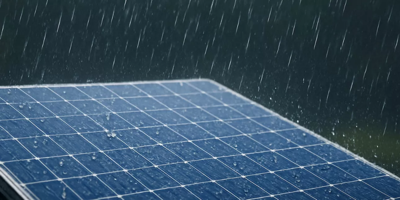 Proizvodnja struke iz kišnice (izvornik: OpenAI DALL-E 2025., srpanj 2025.) • struja, električna energija, znanost, kišnica