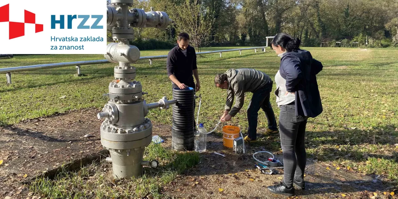 Uzimanje uzoraka vode i otopljenih plinova na bušotini KBNZ-1A (izvornik: Tomislav Kurevija, 2025.)
• RGN, geotermalna energija, geotermalna polja, istraživanja