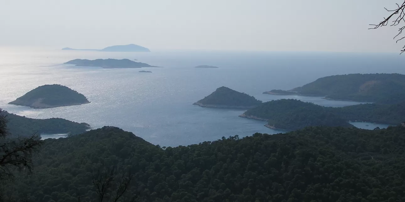 Pogled s Huma na Lastovu prema Ublima i zapadnom dijelu Lastovskog otočja (foto: BL, ljeto 2006.)

• Lastovo, otoci, Jadransko more, Dalmacija, PP Lastovo